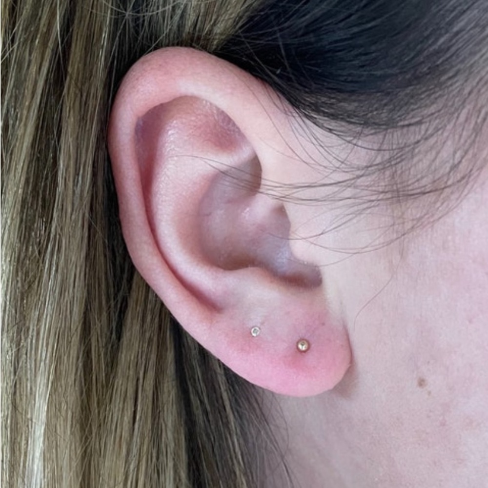 Tiny 2mm 14k gold ball studs